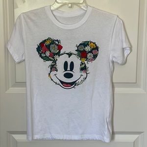 Disney Mickey Boho Embroidered Flower Ears Tee XS